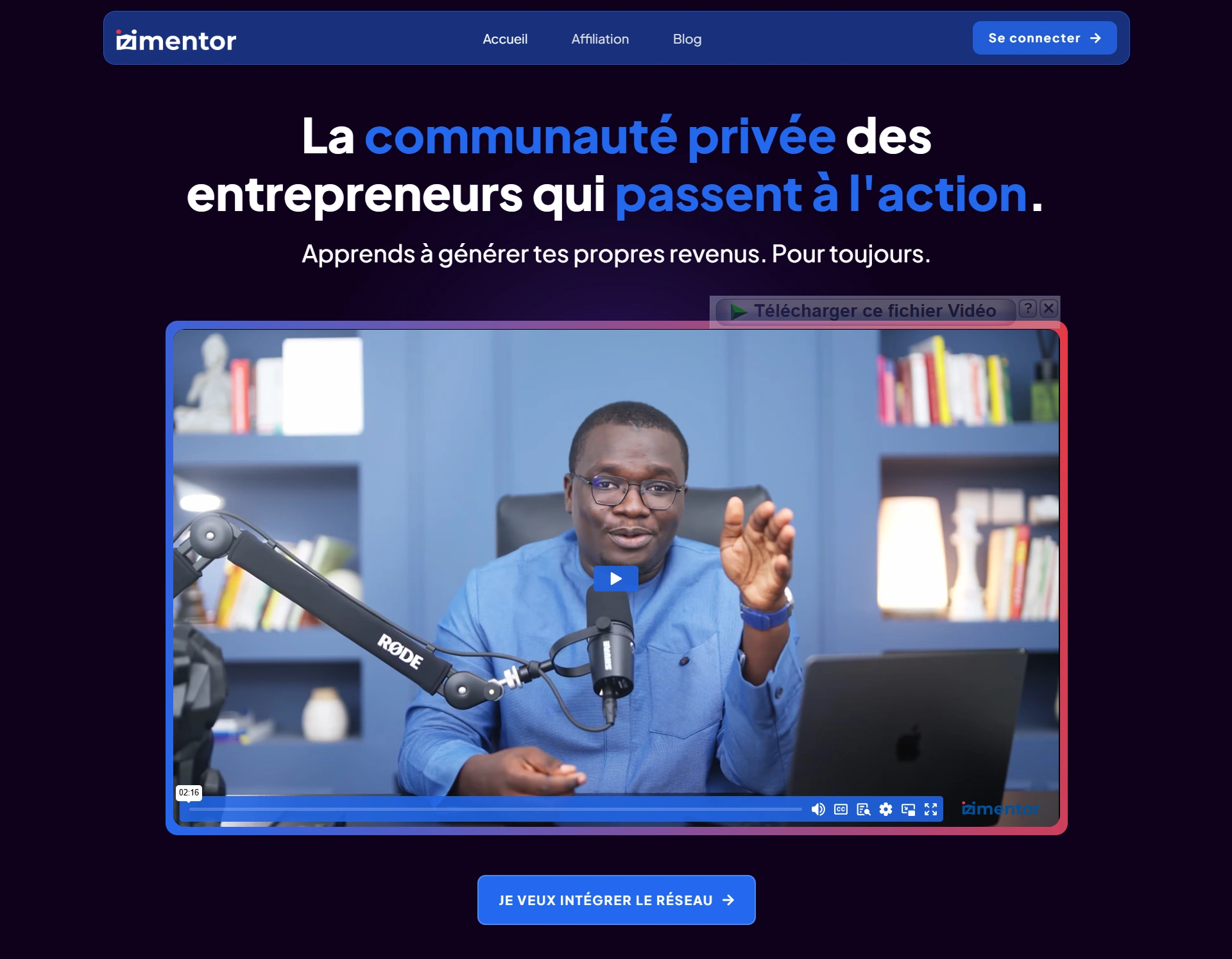 page d'accueil Izimentor